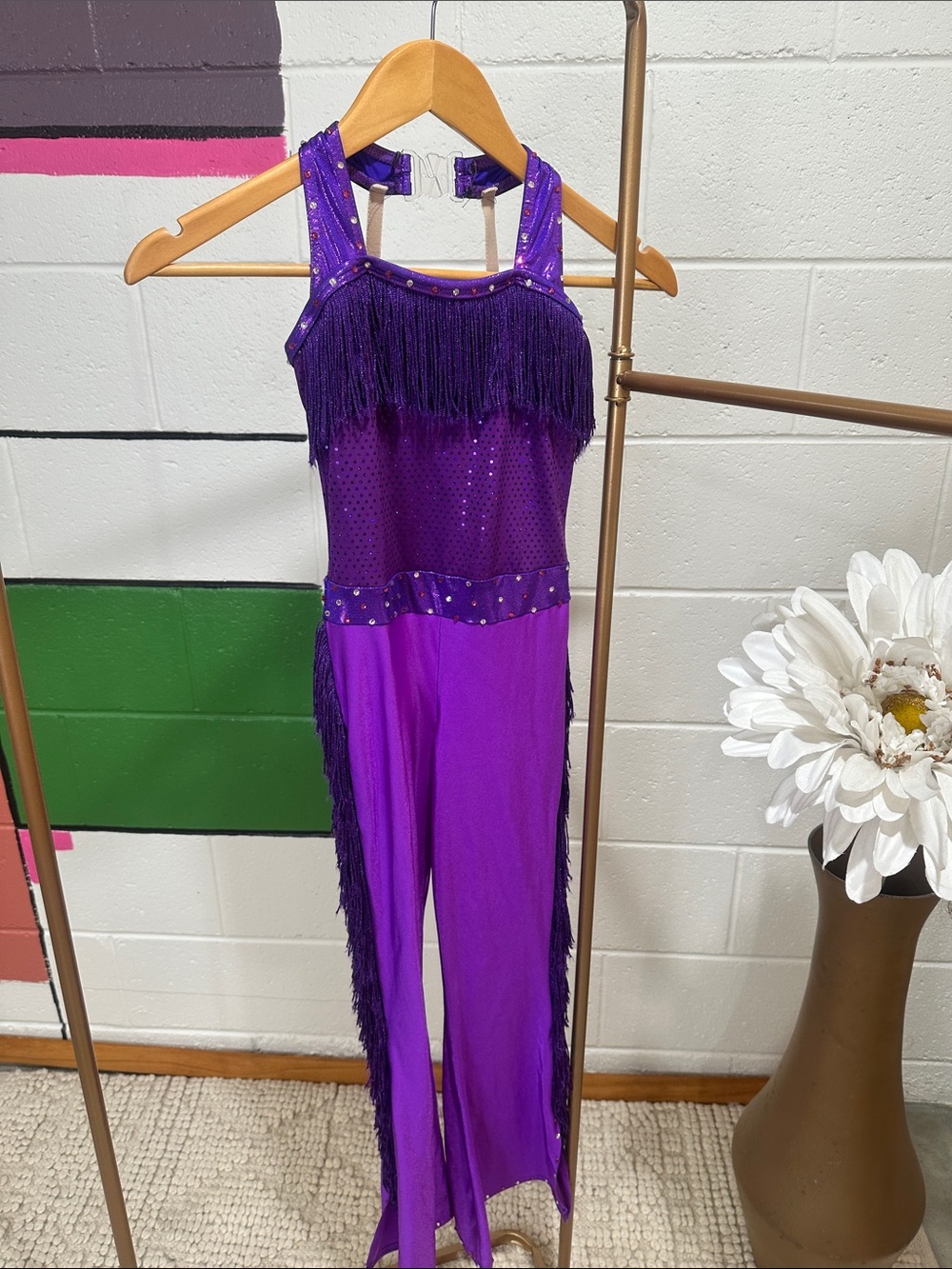 Purple Fringe Sequin Dance Jumpsuit